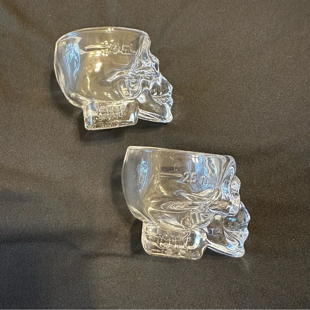 2 Crystal Head Vodka Skull Shot Glasses